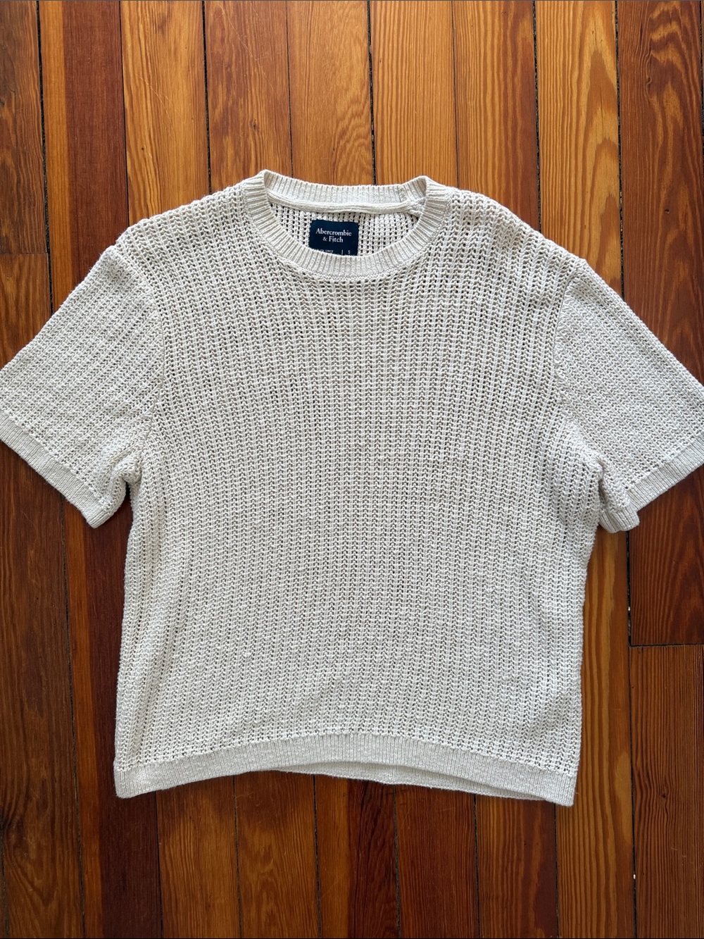 Abercrombie & Fitch Cream Short-Sleeve Knit